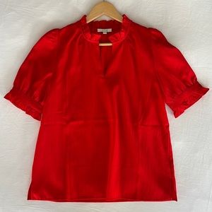 Jade brand red ruffles with puffed sleeves top.
